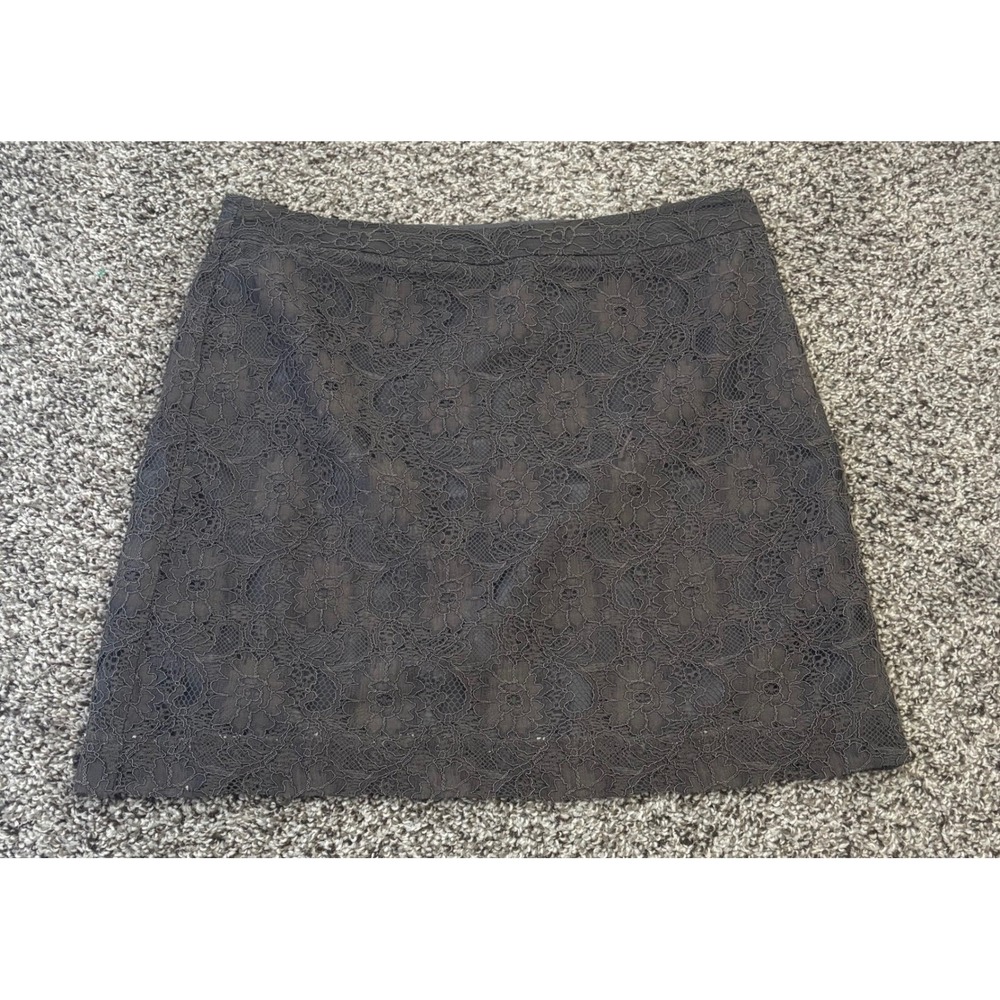 Ann Taylor LOFT Gray Floral Lace Mini Skirt Size 6 A-Line Lined Professional - Picture 2 of 6